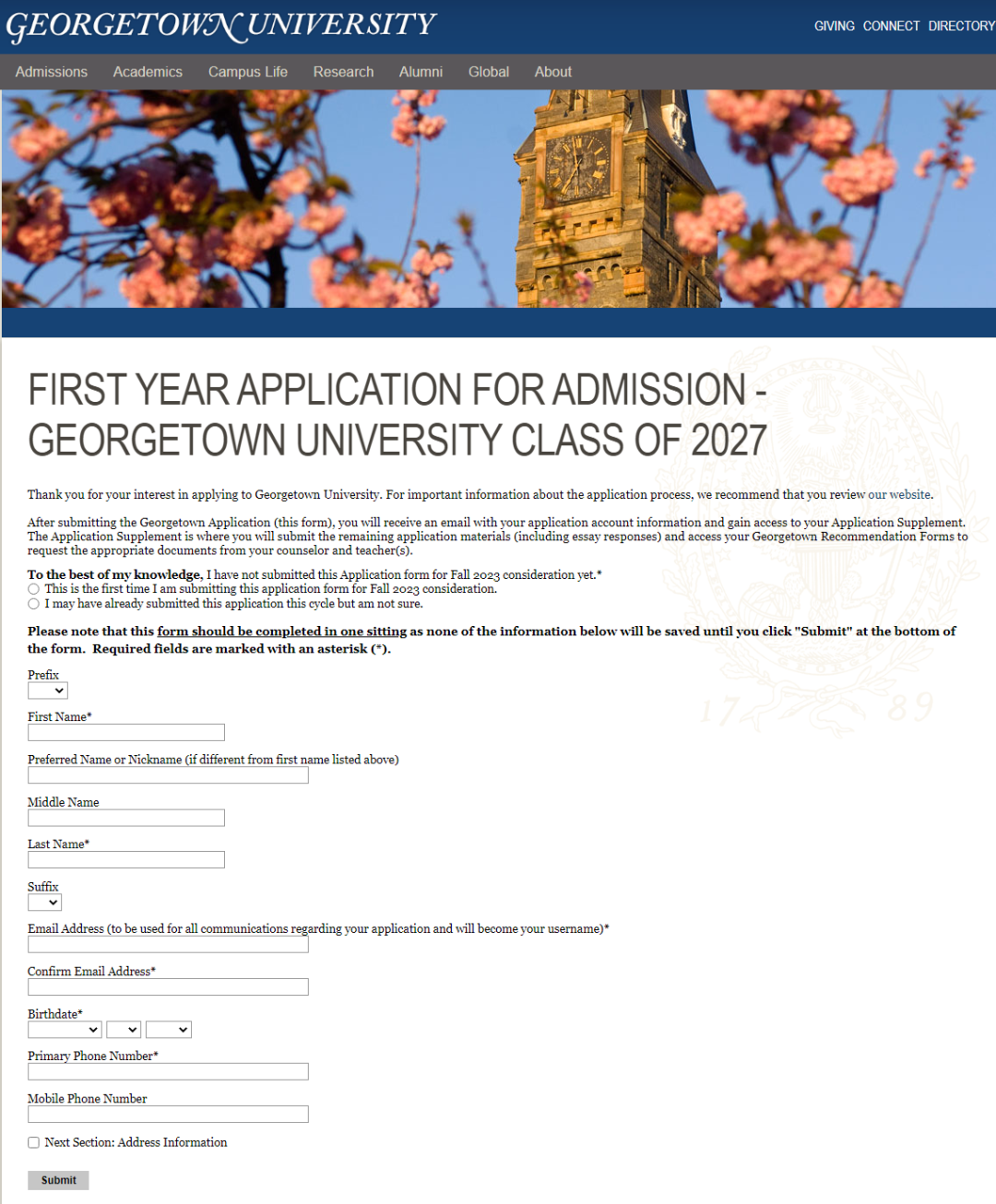 2027届美本申请第一枪打响！乔治城大学本科生独立申请系统已开放！