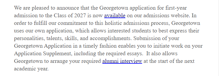 乔治城大学2027届本科生第一年入学申请已经开始接受报名！