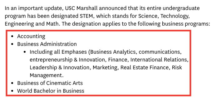 南加大Marshall商学院本科专业全部获STEM认证！国际学生喜提3年OPT