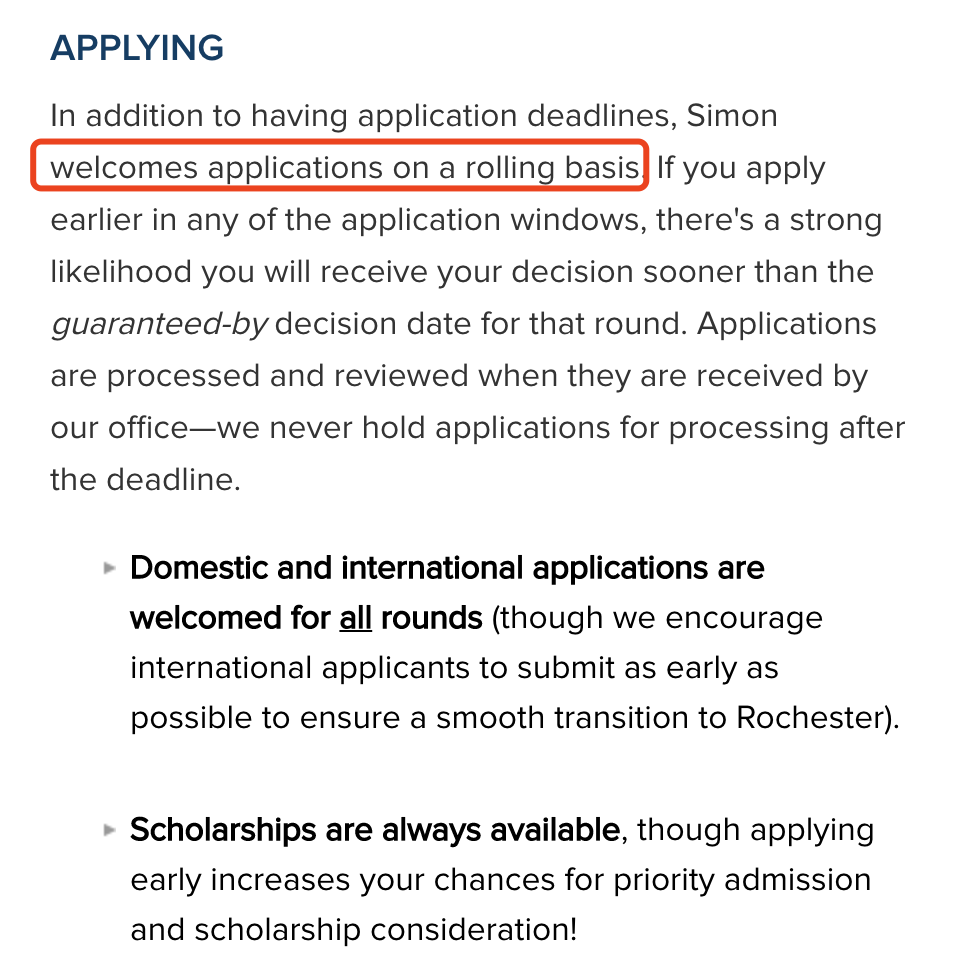 罗切斯特大学2023Fall商科硕士10月15日第一轮申请截止