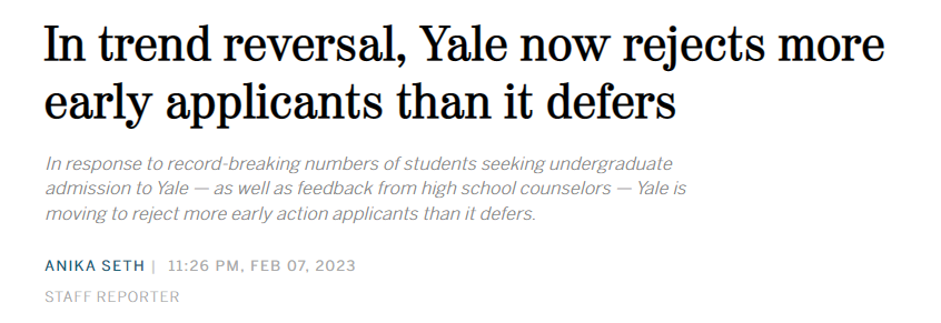 耶鲁大学6年早申数据揭晓，高申疯拒！