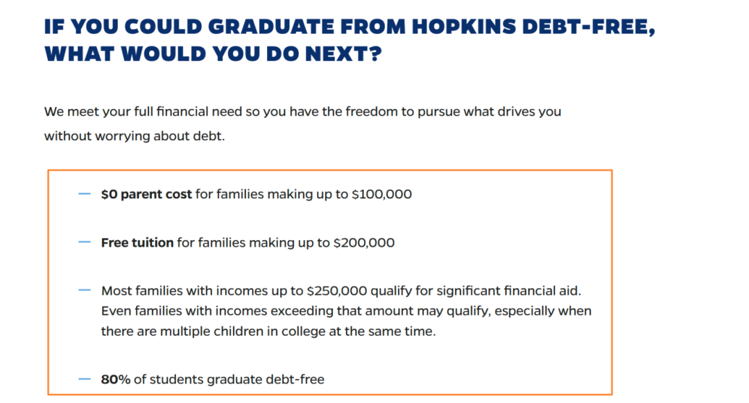 JHU官宣家庭收入20万美元以下本科学费全免!国际生也适用! JHU官宣家庭收入20万美元以下本科学费全免!国际生也适用!