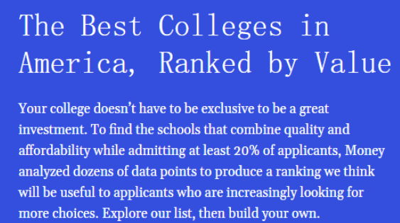 Money杂志发布全美最具性价比的大学排名，UC系牛校不见踪影！