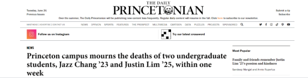 普林斯顿一周内痛失两名华裔本科生，都曾是“别人家的孩子”！