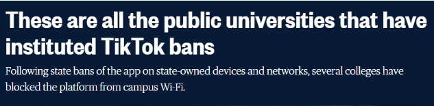 美国多所公立大学禁止使用TikTok！