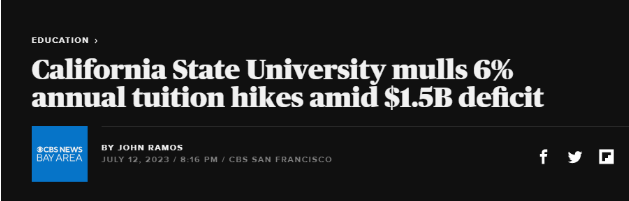 新！加州州立大学从2024年起计划上涨6%学费