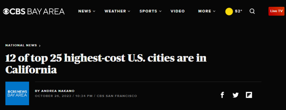 美国生活成本最高的城市，圣地亚哥排第一！