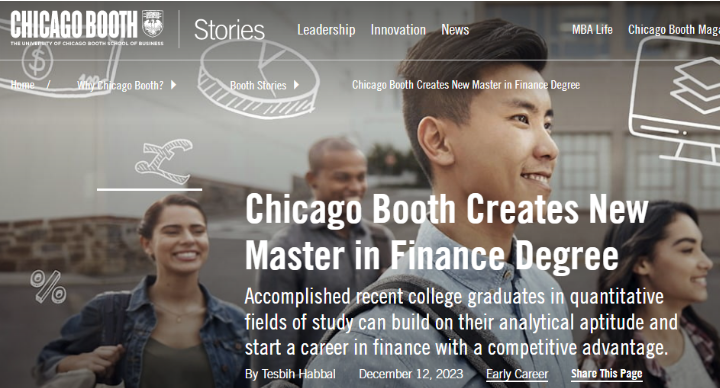 新！芝加哥大学新开金融硕士项目